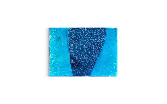 Abstract blue artwork by Eran Shmueli inspired by water flow and inner movement