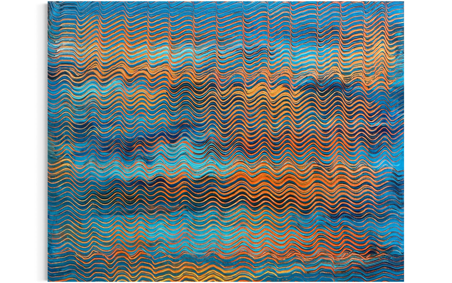 Original abstract painting on canvas by Eran Shmueli inspired by ocean waves and layered movement
