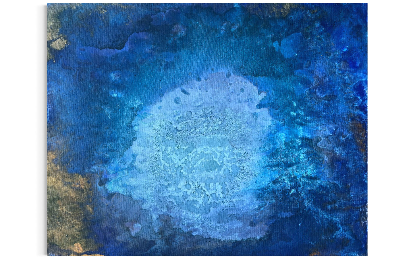 Original abstract canvas painting by Eran Shmueli inspired by ocean depth, light, and stillness