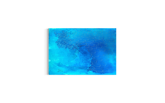Blue abstract painting on a white background