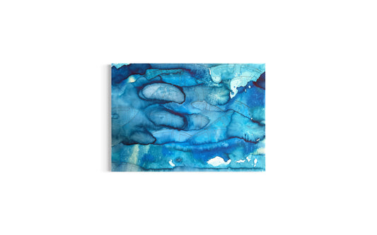 Abstract blue painting on a white background