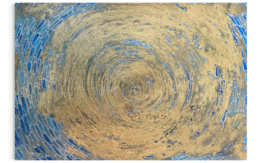 Abstract blue artwork by Eran Shmueli inspired by the Mediterranean Sea